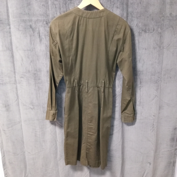 Vintage 80s Banana Republic Army Green Button Front Safari Dress Size 6 EUC - Picture 5 of 9